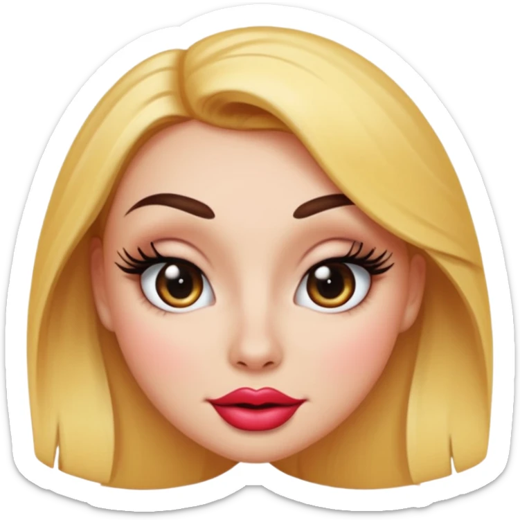 sexy hot goodlooking emoji face smirking duck lips huge curved eyelashes glamorous makeover sticker