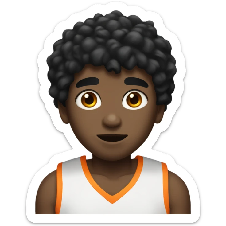 portrait of a boy with black hair with basketball sticker