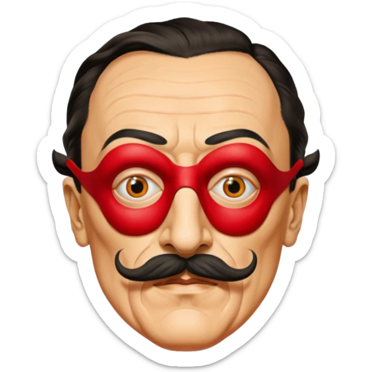 Faites-moi un masque de Salvador Dali d'une manière réaliste, la même série que La Casa de Bapel, et faites-le paraître comme s'il portait du rouge sticker