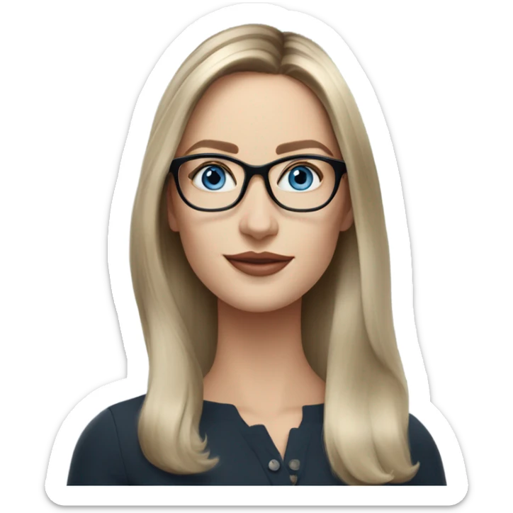 Shoulder length Balayage pale beautiful corporate woman with glasses and blue eyes sticker