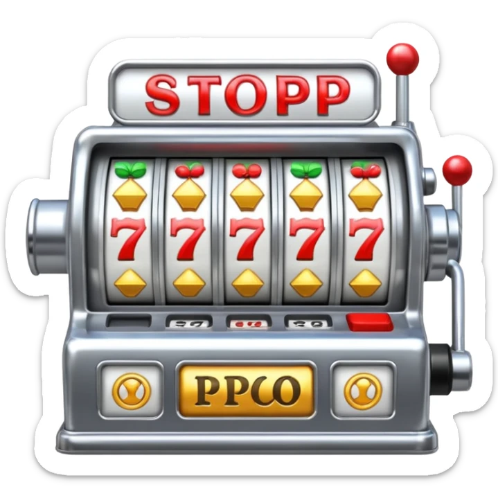Slot machine, classic, 5 reels, the stop symbols are P-R-O-P-O sticker