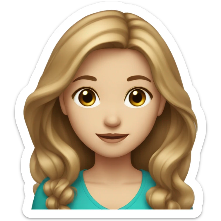 girl with long light brown hair, fair skin, blue-green eyes sticker