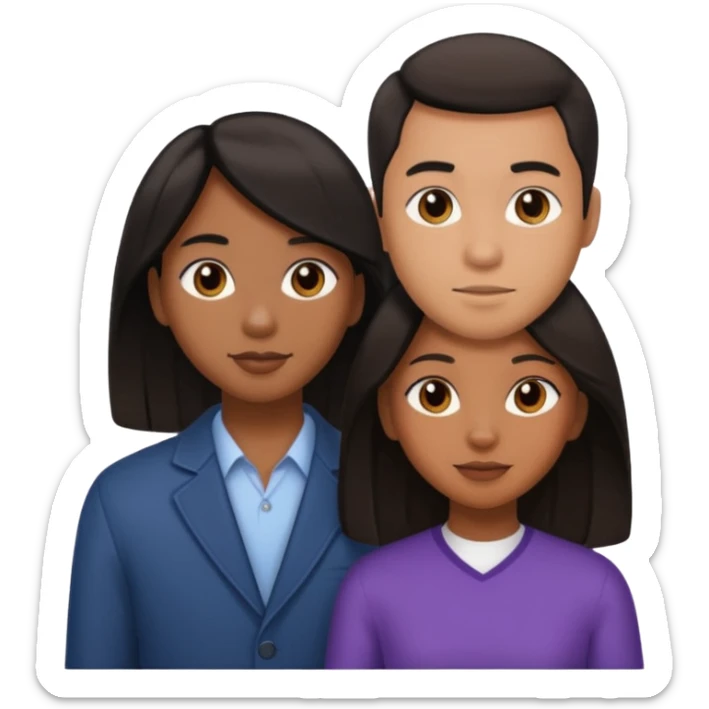 black girl straight hair asian man couple sticker