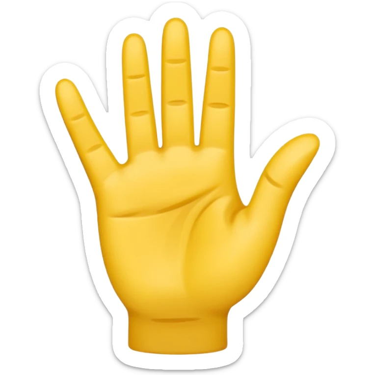 Minimal, flat-style emoji of a hand making the Wyldlife symbol — all fingers extended upward, except the pinky is bent inward to form the shape of a ‘W’ and ‘L’. Simple, bold lines, smooth edges, no extra details, designed in the style of iOS emojis.”  sticker