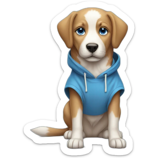 Young Dog american shepeard with a Hoodie and blue eyes sticker