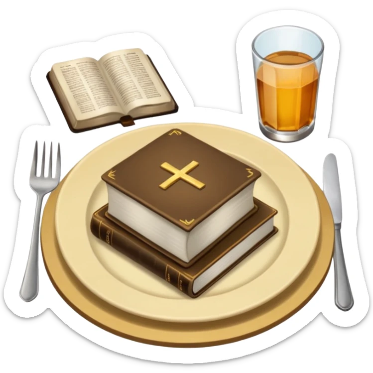 Make a plate of food, with cutlery beside it, and on top of the plate make a Bible. sticker