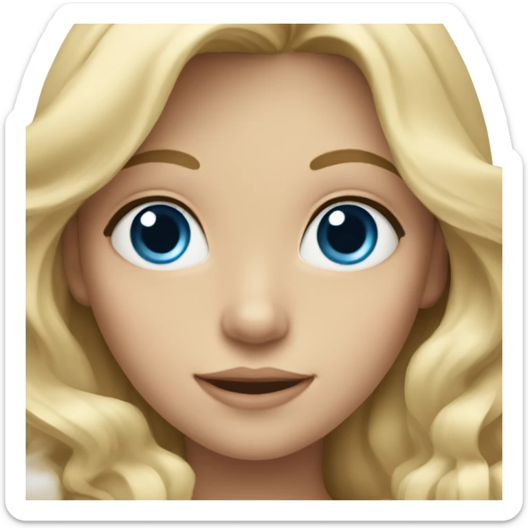 a blonde girl with long wavy hair and blue eyes sticker