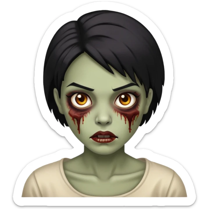 Crie um emoji zumbi, sou mulher, tenho black power e olhos castanhos  sticker