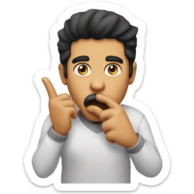 guy telling you to be quiet with finger in front of his mouth as asin to be quiet sticker
