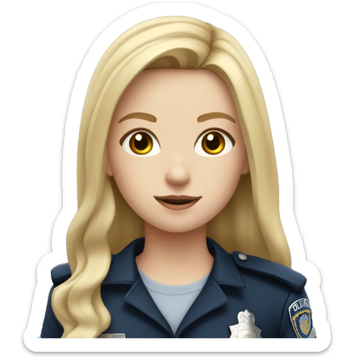 Pale girl with long blonde hair in police uniform  sticker