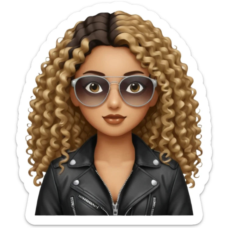 Biker Gang with Sunglasses,girl, long curly hair, sunglasses, gangter sticker