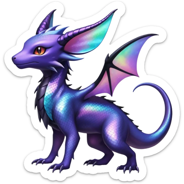 Shiny Ethereal Celestial Nebulae Salandit-Noivern-Espeon-Hybrid (Full body) sticker