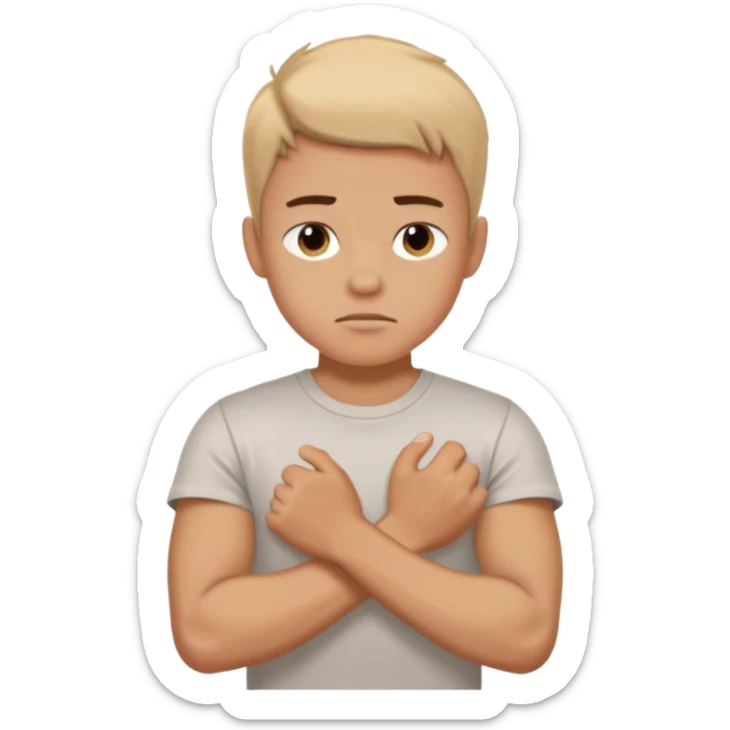 dolore muscolare a un arto di un ragazzo con la maglietta sticker