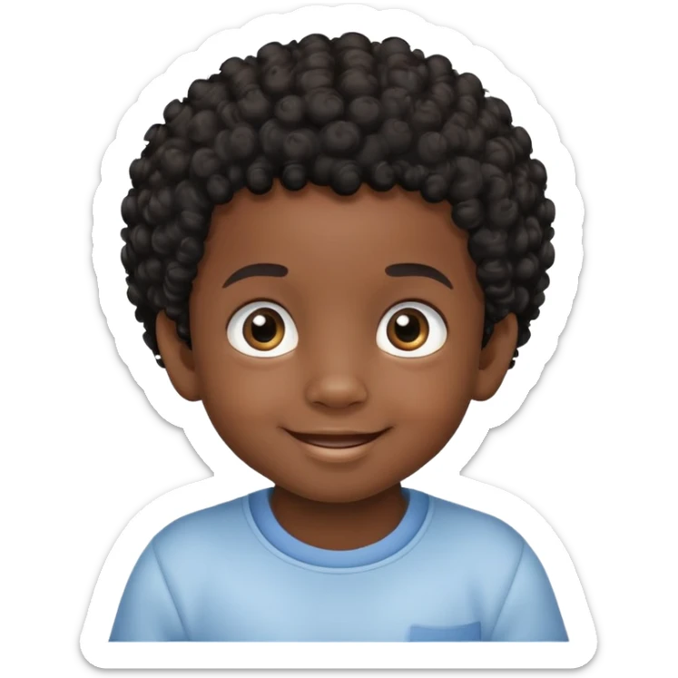 smiling face, toddler boy, African, big eyes, dark skin, black curly hair sticker
