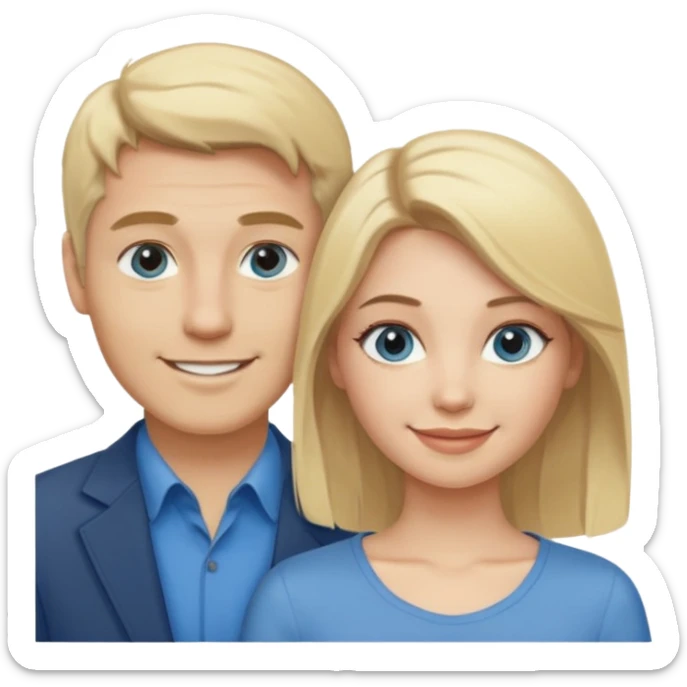 polaroid photo of a couple thats white with Blonde hair for the guy and blue eyes, and dirty blonde with hazel eyes for the girl sticker