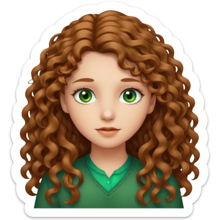 Une Fille chatin clair cheveux longs et aux yeux vert , les cheveux detaché bouclés sticker