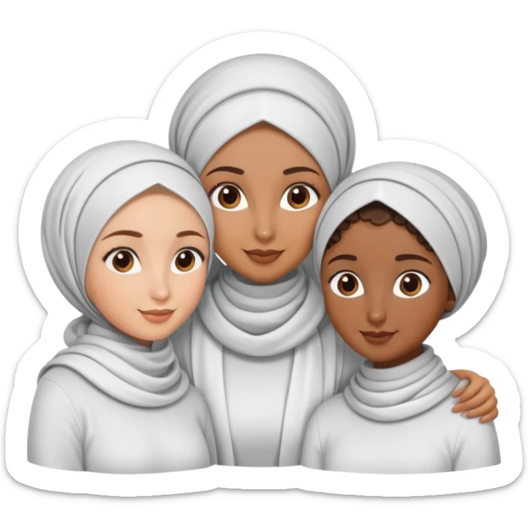 make me 3 best friends one brownskin one with a curly bun one with a hijab and she s white and one with long slikie hair and one with wavy hair sticker