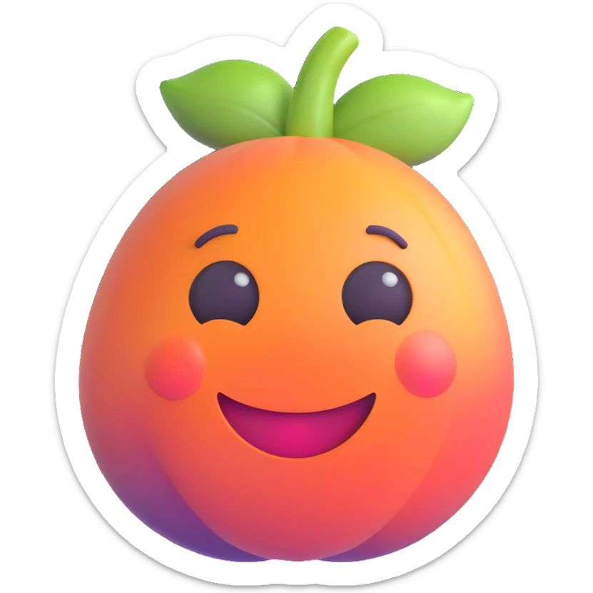 a hybrid of the peach and eggplant emoji, microsoft style 3d fluent emoji sticker