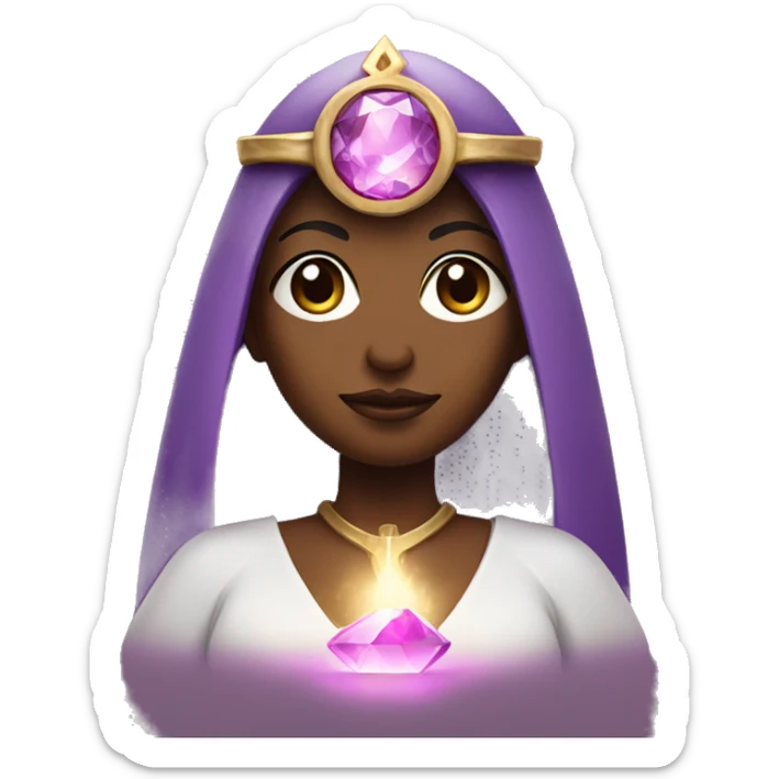 Priestess holding a glowing pink amethyst  sticker