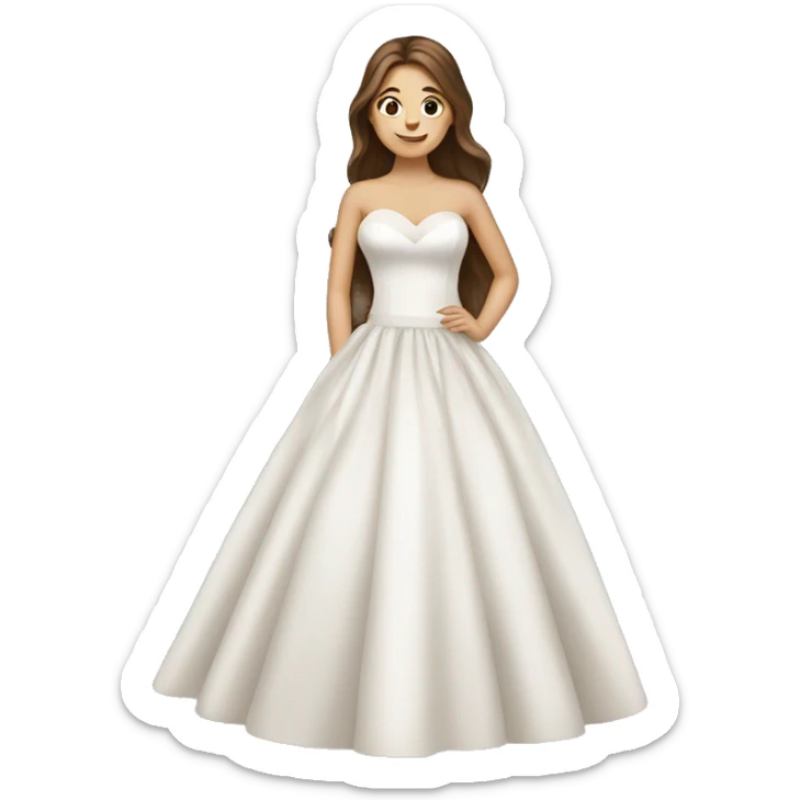 Create a wedding dress emoji with a girl with brown hair  sticker