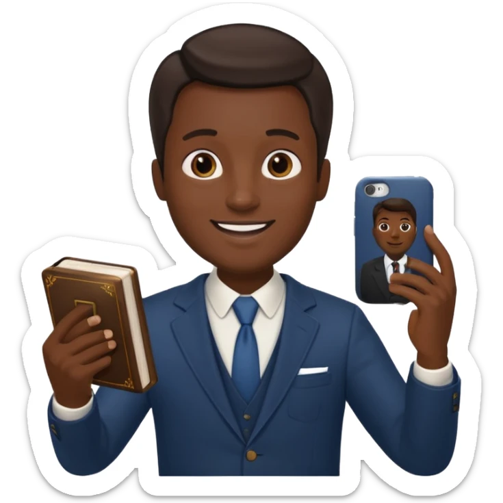 un homme saper swag avec une bible a la main qui fais un selfie  sticker