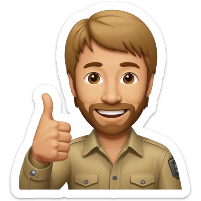 caricature emoji of Chuck Norris giving a thumbs up of approval sticker