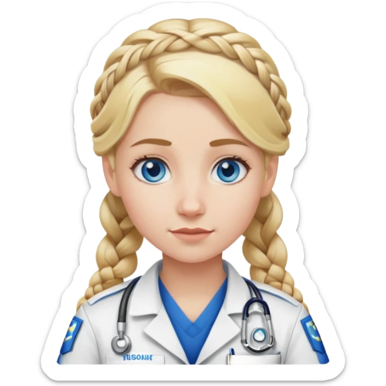 Paramedic girl with blonde hair frenchbraid and blue eyes sticker