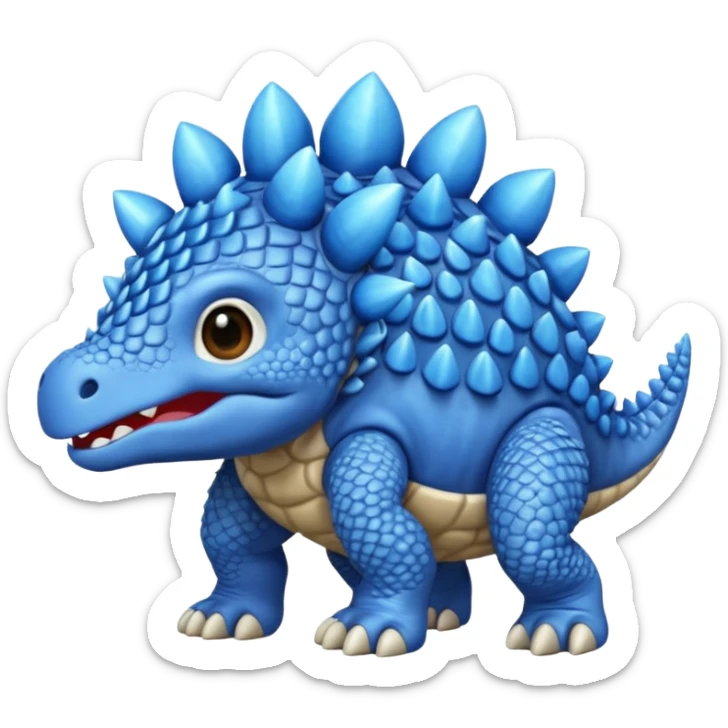 As un emoji de el dinosaurios ANQUILOSAURIO de perfil en color azul que sea bebe y tenga un efecto mas animado  sticker