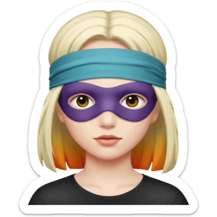 Blindfold person with different colors of hair. No trusting games with people blindfolded behind steering wheel sticker