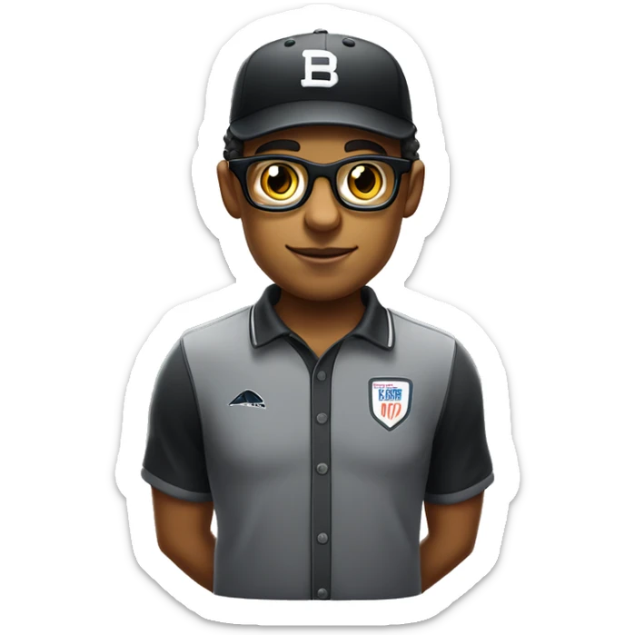 Mulatto umpire confident business young adult cat pfp with sport glasses, eyes gleaming with redemption sticker