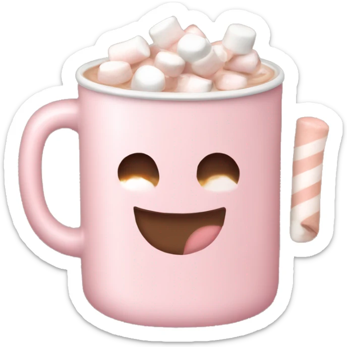 Light Pink mug of hot chocolate with marshmallows  sticker