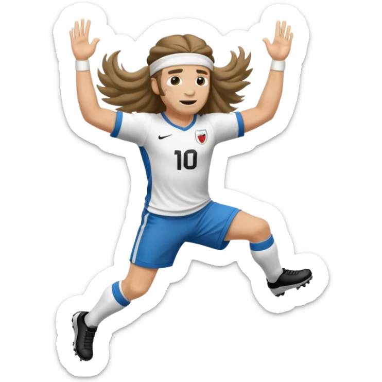 Long Haired Football Players, Player celebrating goal with headband, full body sticker