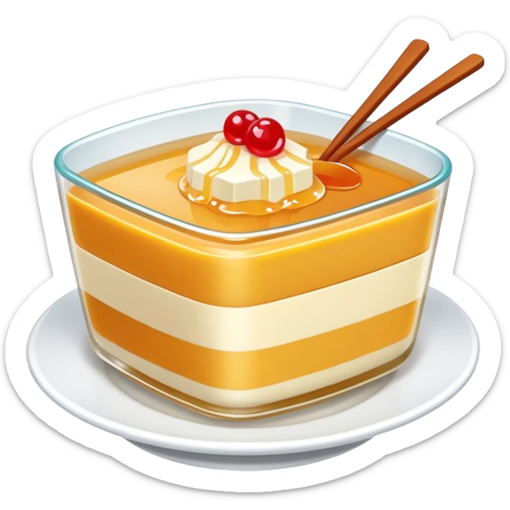 Chinese sweet Douhua tofu pudding with syrup and toppings, simplified emoji style with bold outlines and bright colors, cartoon style soft dessert sticker