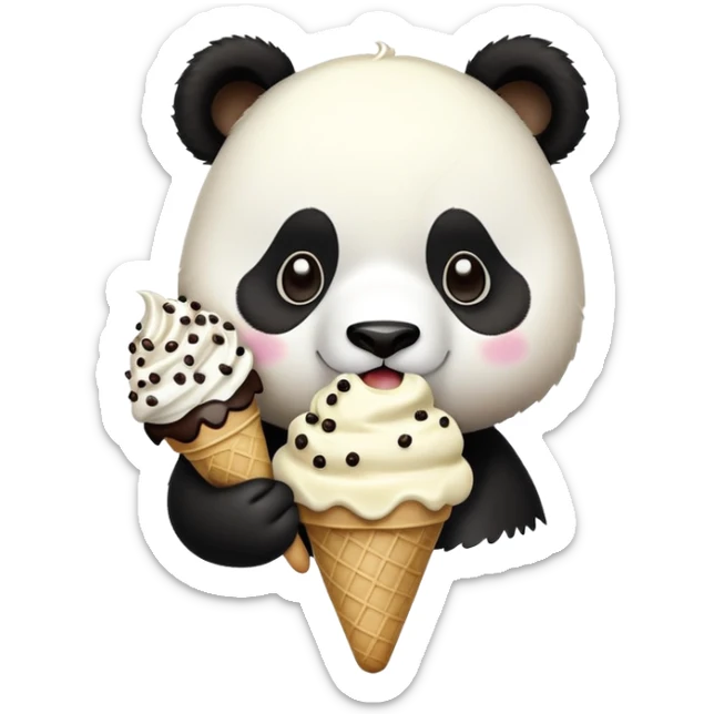 Panda eating ice cream sticker
