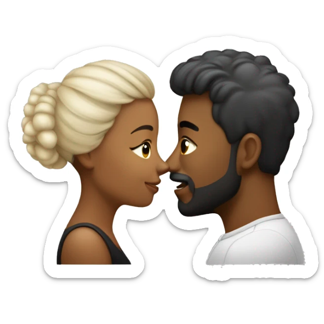 beso pareja mujer negra pelo corto y hombre blanco pelo lacio sticker