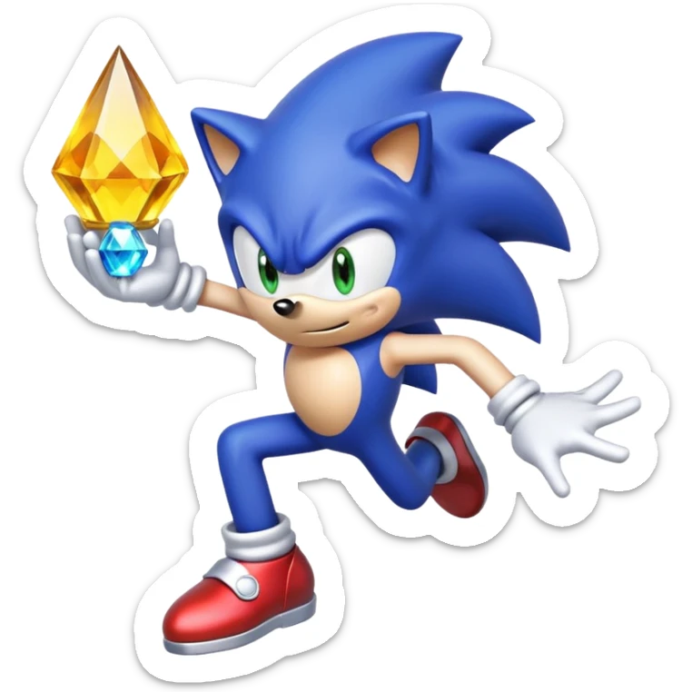 I want Sonic the hedgehog with chaos emeralds with the aura super sayian sticker