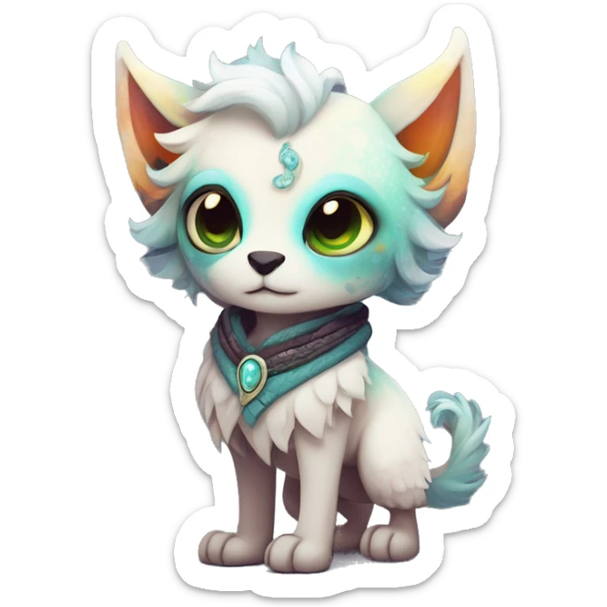 cute Kawaii edgy ethereal fantasy animal fursona Fionbri creature by griffsnuff & LiLaiRa & Falvie with exotic colors full body sticker