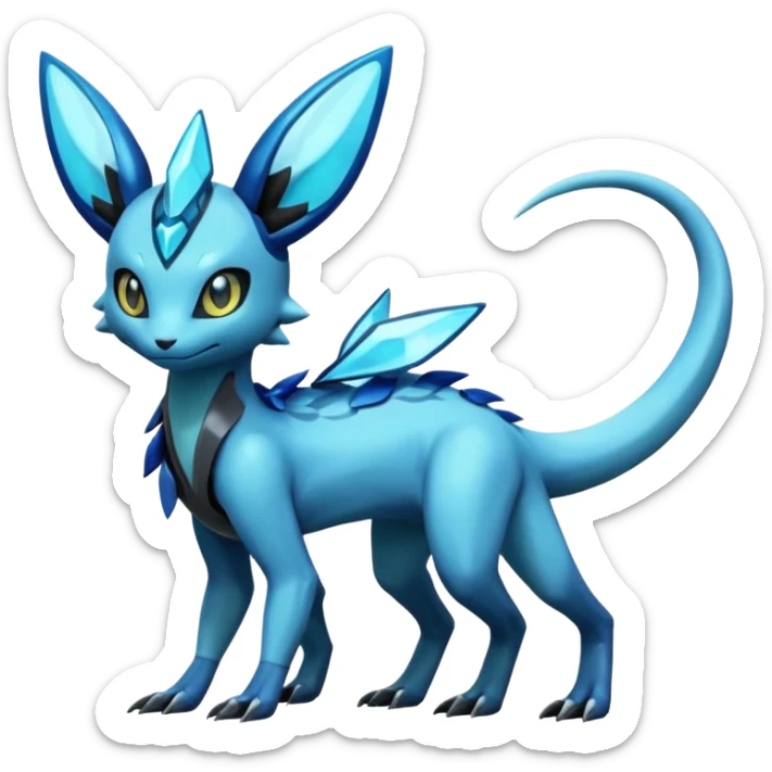 Shiny Futuristic Dusclops-Salandit-Glaceon-Fakémon-hybrid-creature (full body)  sticker