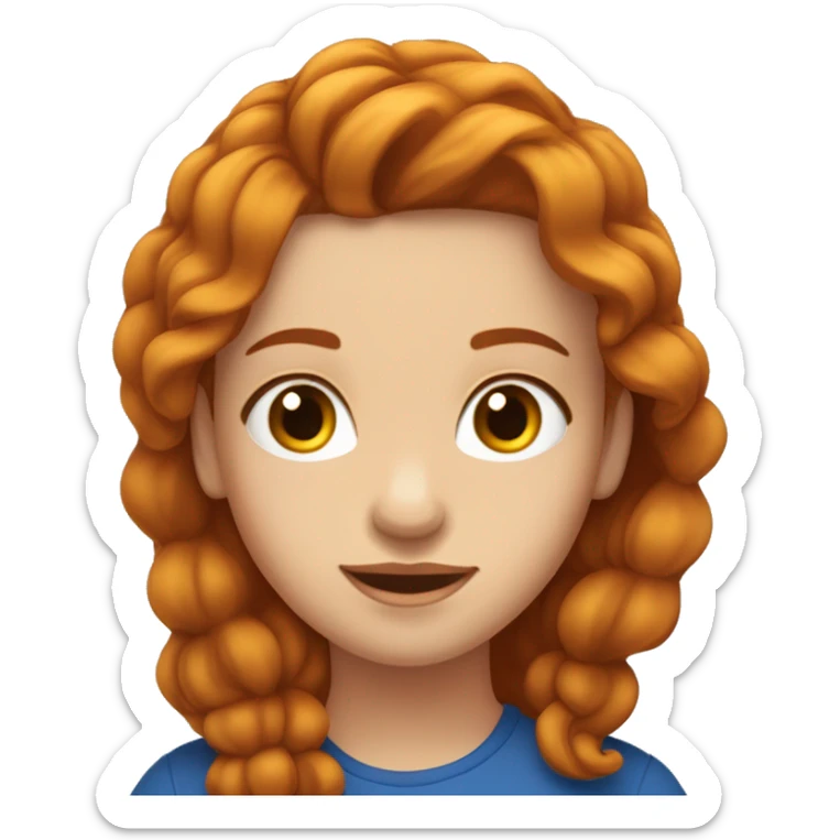 Une Fille rousse cheveux longs et aux yeux bleus , les cheveux detaché ondulé sticker