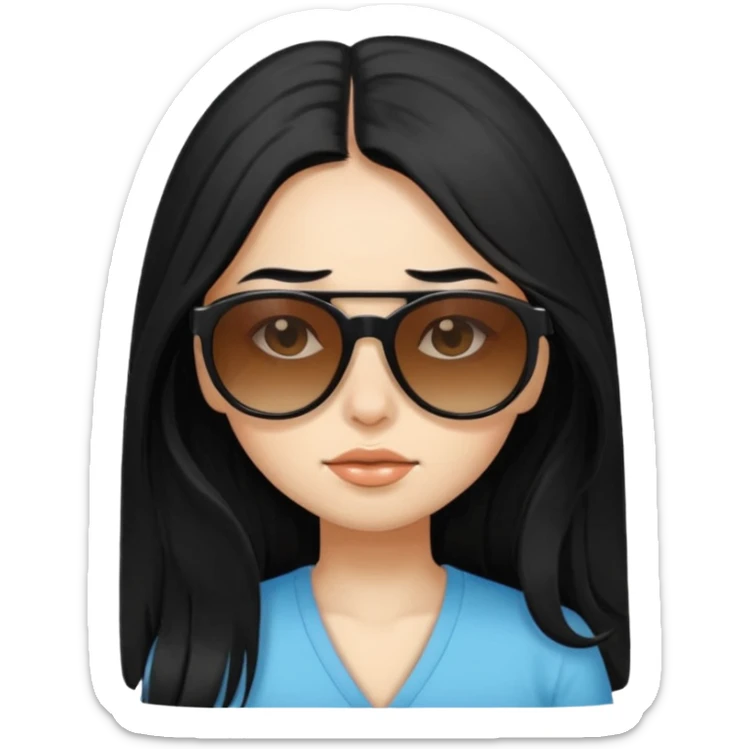 Girl with long black hair hitting a vape sunglasses hungover  sticker