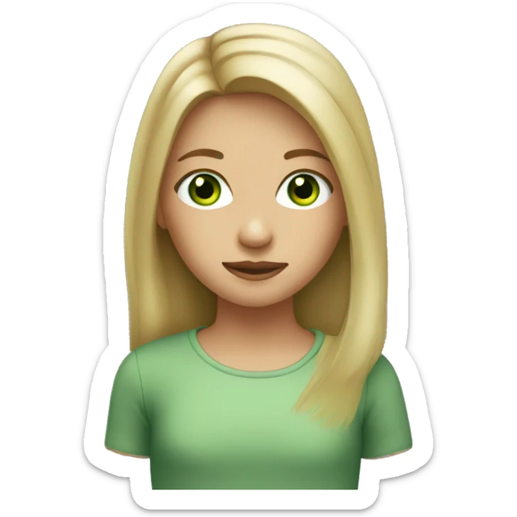 Girl with straight dirty blonde hair and green eyes  sticker