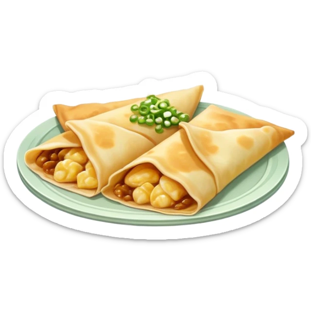 Chinese jianbing crepe street food with soft muted colors sticker
