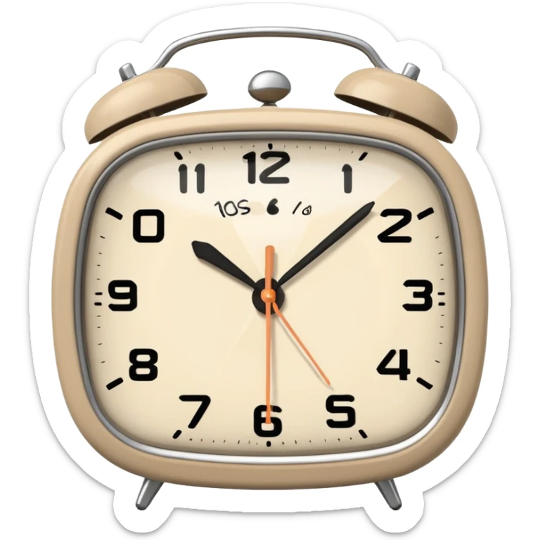 alarm oclock aesthetic and ios.18.1 and to show six in the morning color beige sticker