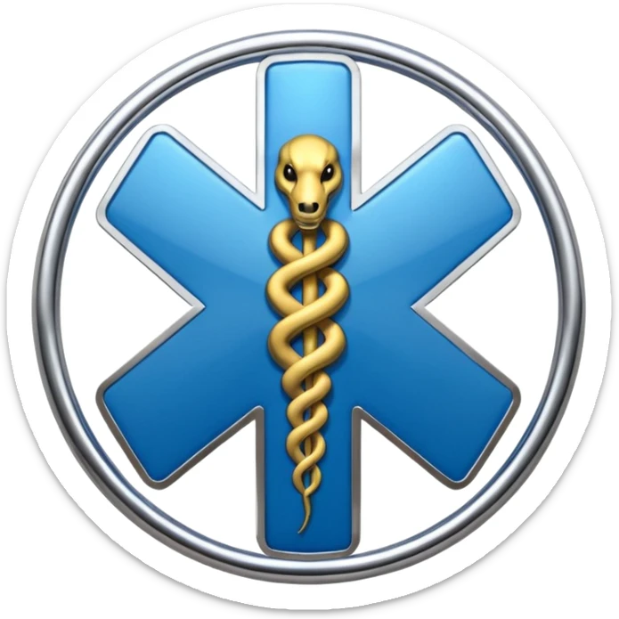simple blue medical star of life symbol with rod and snake emblem sticker