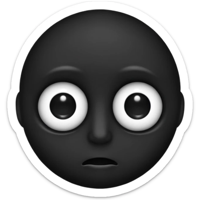 black face emoji, no mouth, two creepy eyes that look into your soul, not human-like sticker