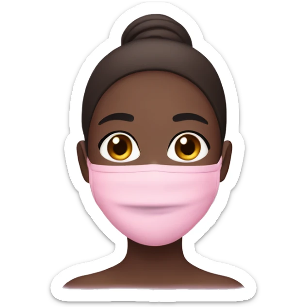 Pale girl with pink face mask in a pink towel with dark brown hair  sticker