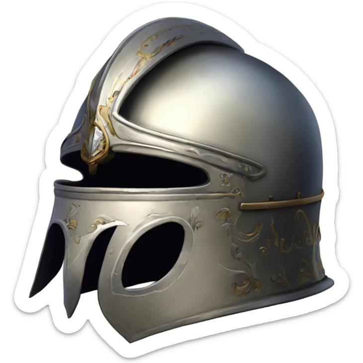 Full-face elaborate accurate french full-face armet helmet intricate inlays sticker