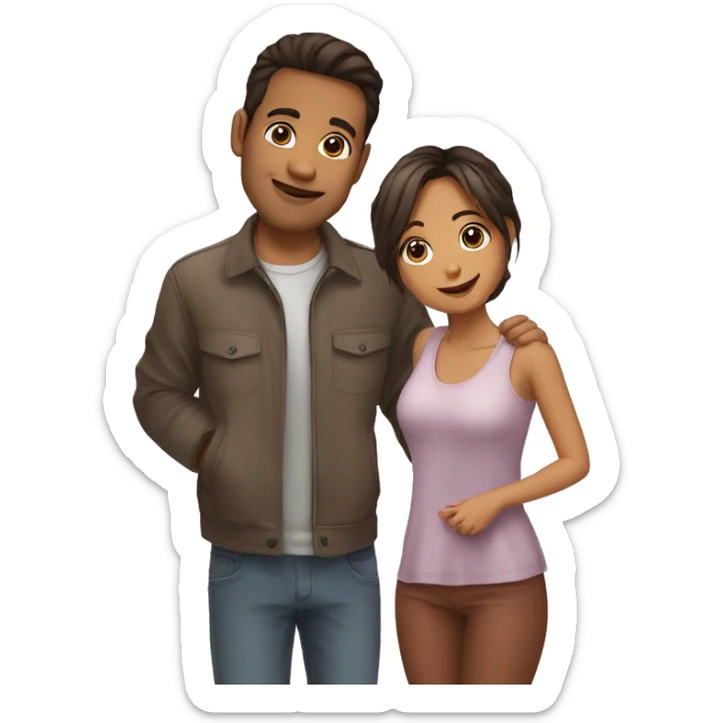 un mec qui fait un gro bisous a une fille  sticker