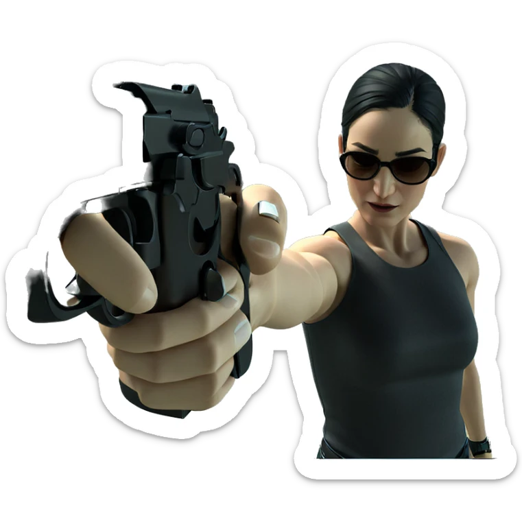 girl with gun and sunglasses sticker