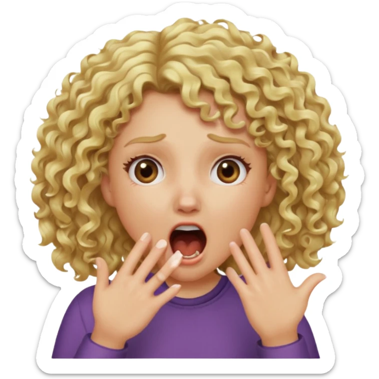 Emoji di ragazza bionda riccia che urla ma non è spaventata e mette una mano in faccia sticker